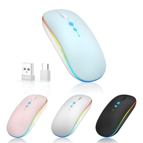 Halpilt Mouse inalámbrico portátil y silencioso USB y tipo C, doble modo, 3 DPI ajustables para
