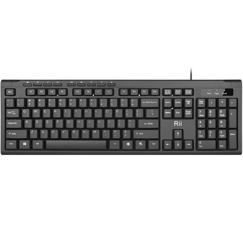 Rii RK907 Teclado compacto ultrafino USB con cable para Mac y PC, Windows 10/8/7/Vista/XP (negro) (1