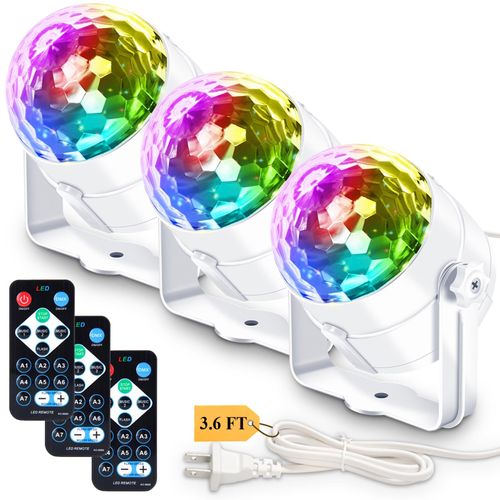 Luces de fiesta de bola de discoteca, Apeocose [paquete de 3] lámpara estroboscópica giratoria de