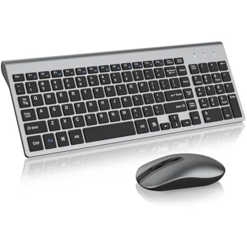 cimetech Combo de teclado y mouse inalámbricos, juego de teclado y mouse inalámbricos compactos de