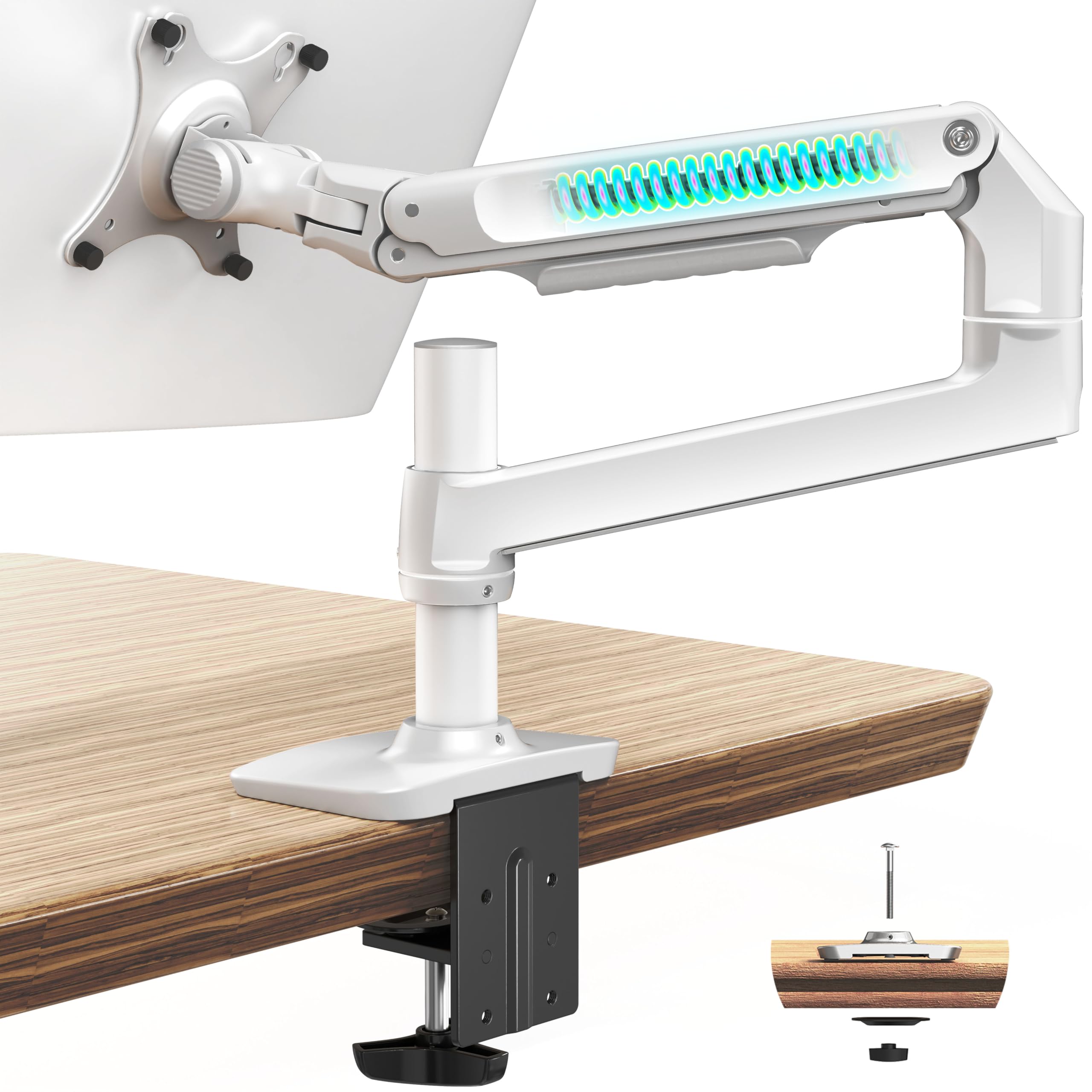 ErgoUnion Soporte para monitor individual – Soporte de escritorio con brazo para un solo monitor,