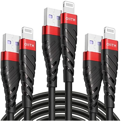 OIITH Paquete de 3 cables de carga para iPhone con certificación MFi de Apple, cable de carga largo