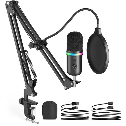WMT Micrófono USB, micrófono de condensador para juegos para PC, MAC, PS4, PS5, teléfono, micrófono