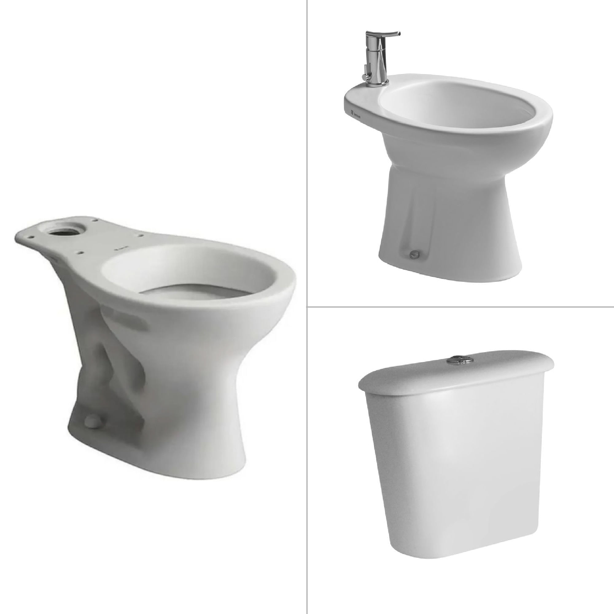 Combo Andina Ferrum Inodoro Largo + Deposito Genérico + Bidet 1 Agujero