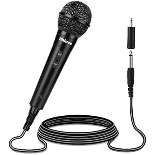 Shinco Micrófono de mano con cable, micrófono vocal dinámico cardioide con cable de 13 pies e