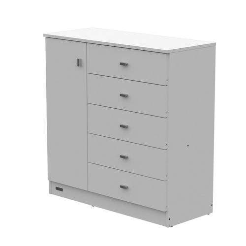 Comoda Pack 5 Cajones 1 Puerta Blanco Mate
