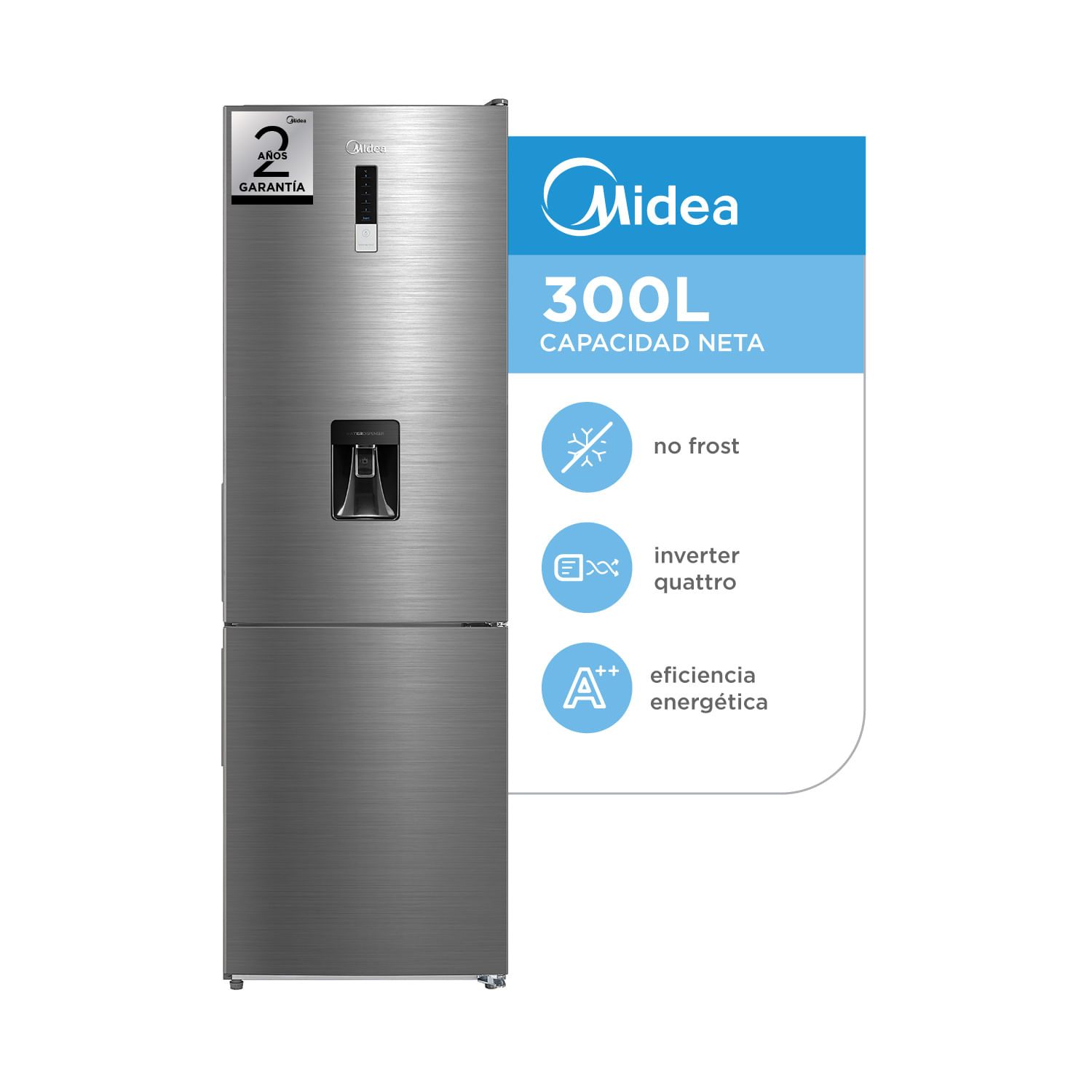 Heladera Midea 300l No Frost Inverter Mdrb424fge46a-W