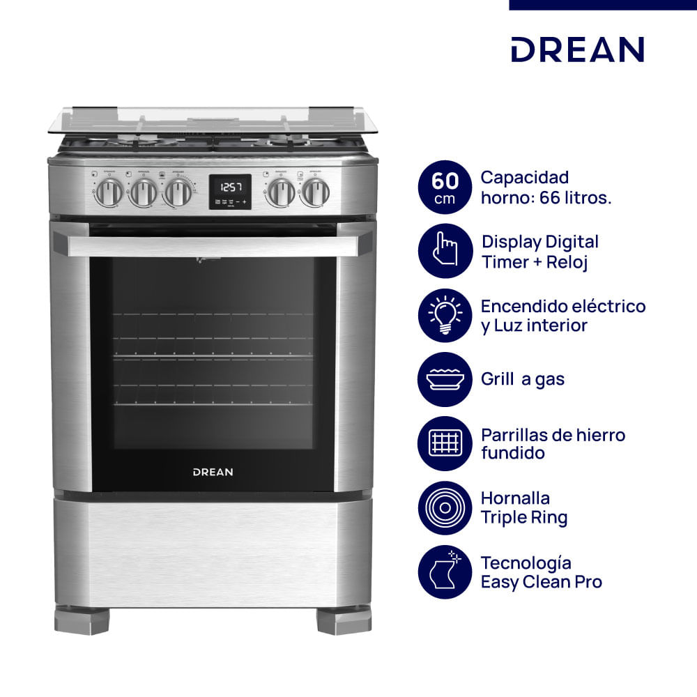 Cocina Drean 60cm Cd6009ei Inox Mg Enc. Luz