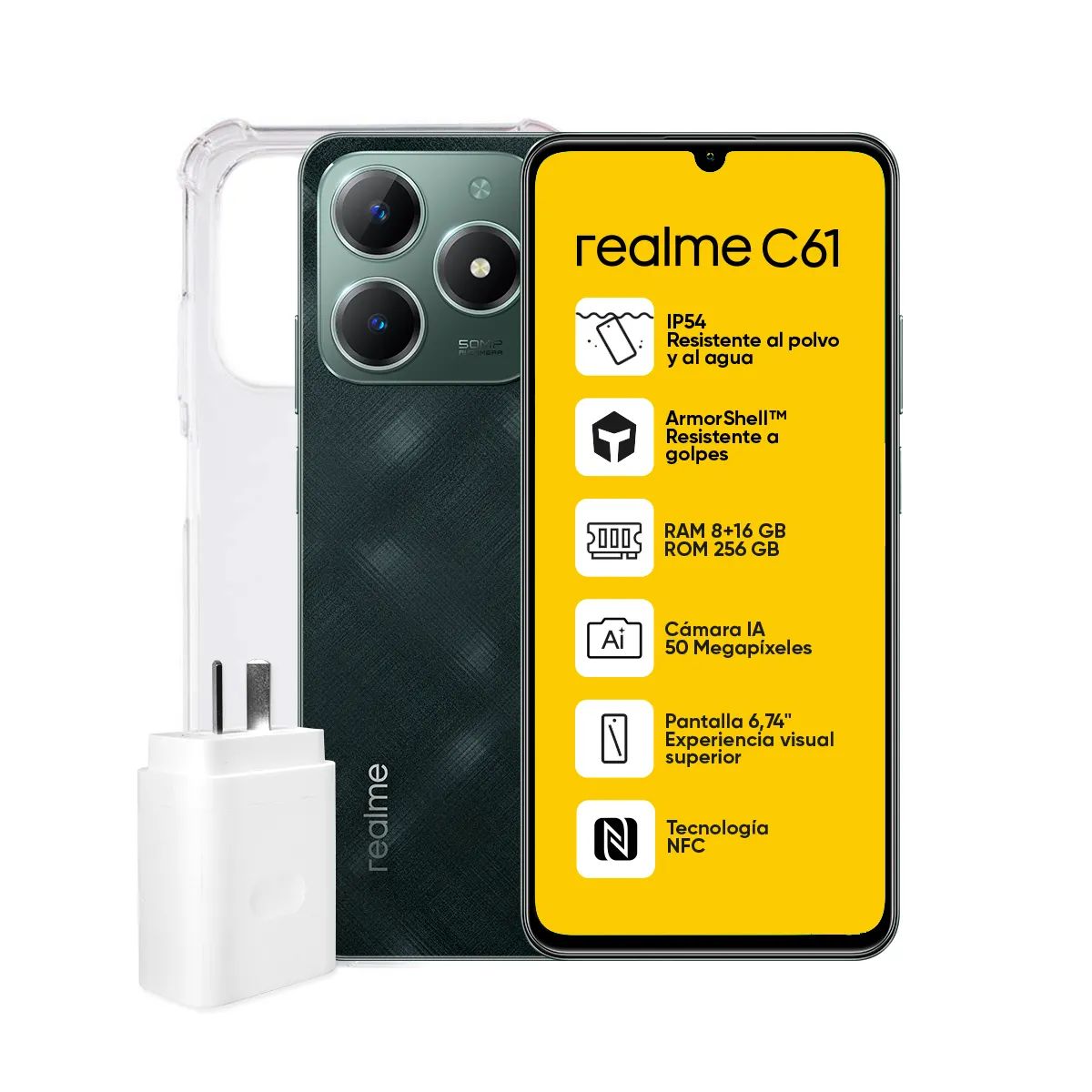 Celular Realme C61 Dark Green 8/256gb 6.74"