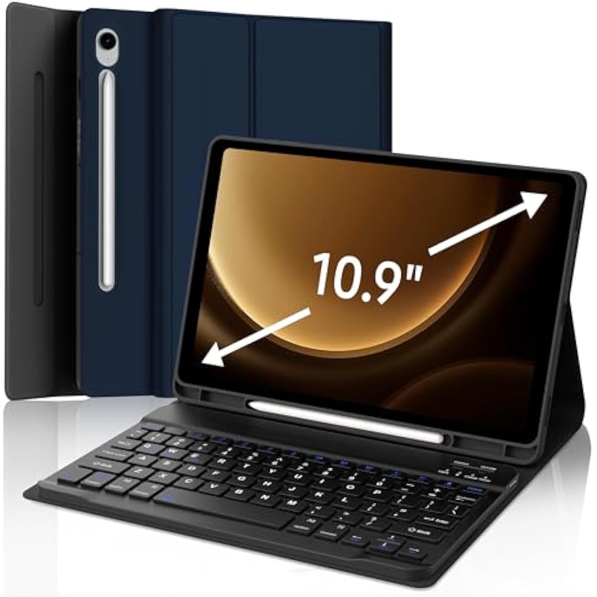 Funda para Galaxy Tab S9 FE con teclado, teclado Bluetooth inalámbrico desmontable, funda delgada