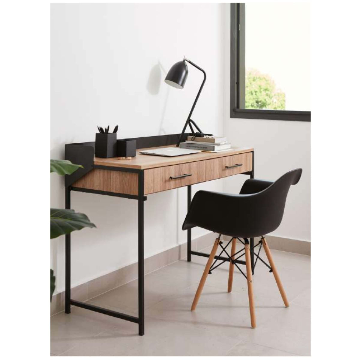 Escritorio Silcar Luci Negro/Olmo