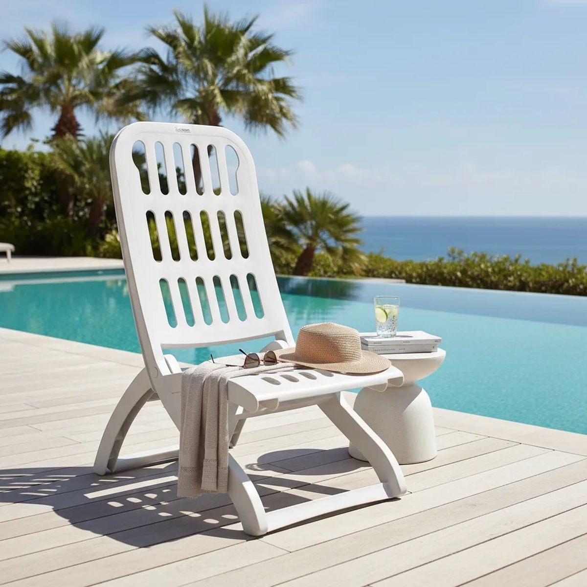 Reposera Mir Plástica Plegable A-9 Blanca