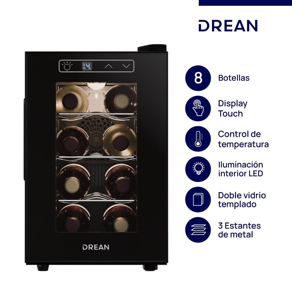 Cava de vino para 8 botellas Negro Drean CVDR08CN0