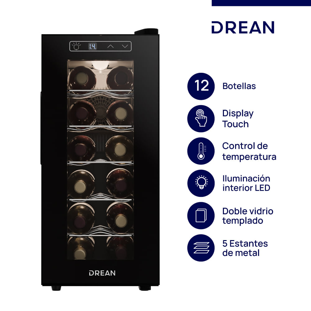 Cava de vino para 12 botellas Negro Drean CVDR12CN0