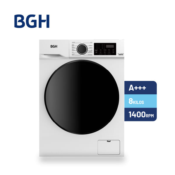 Lavarropas BGH 8kg Bwfe08w24ar 1400rpm Blanco Inv. A+++