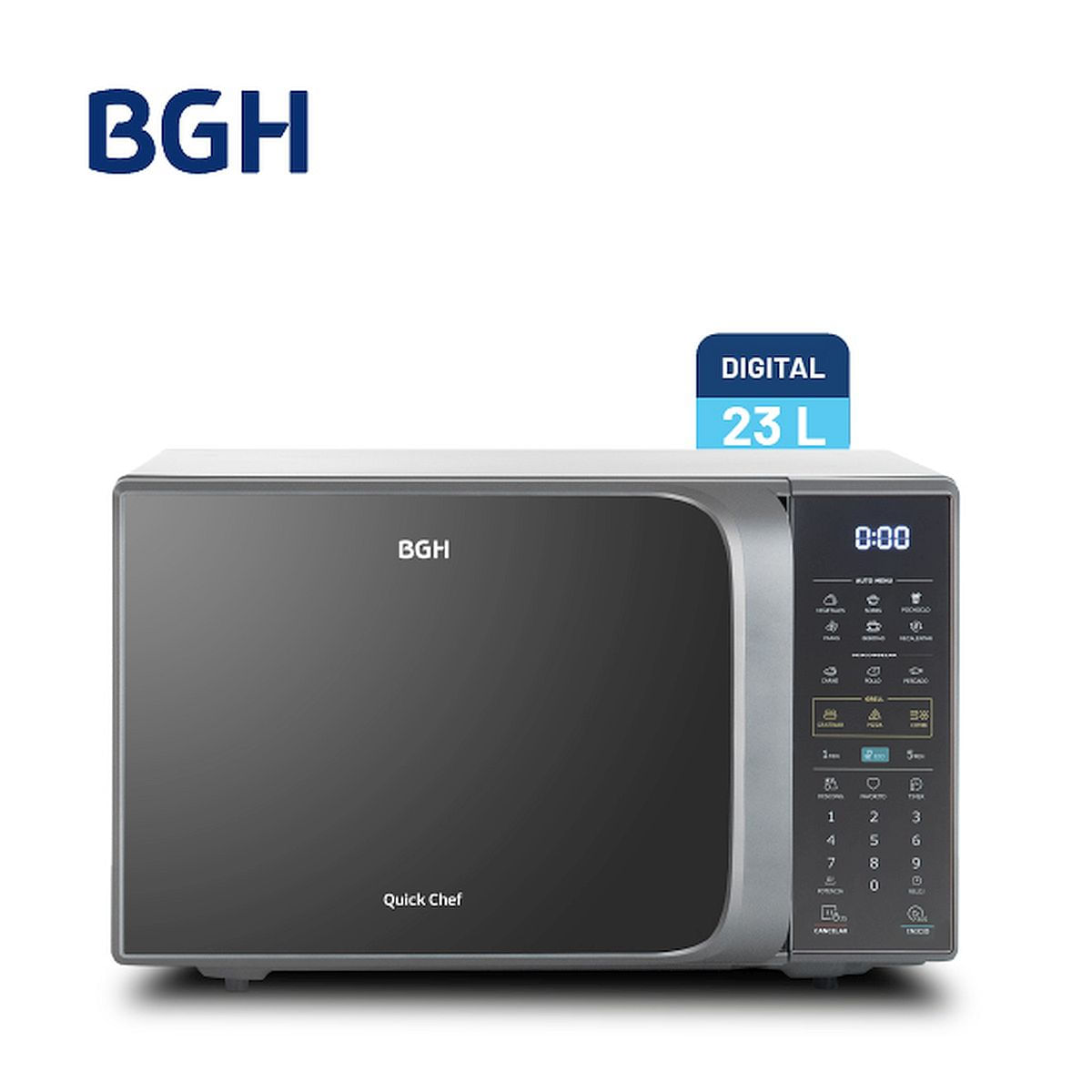 Microondas Bgh 23lts B223ds20i 800w Digital Silver