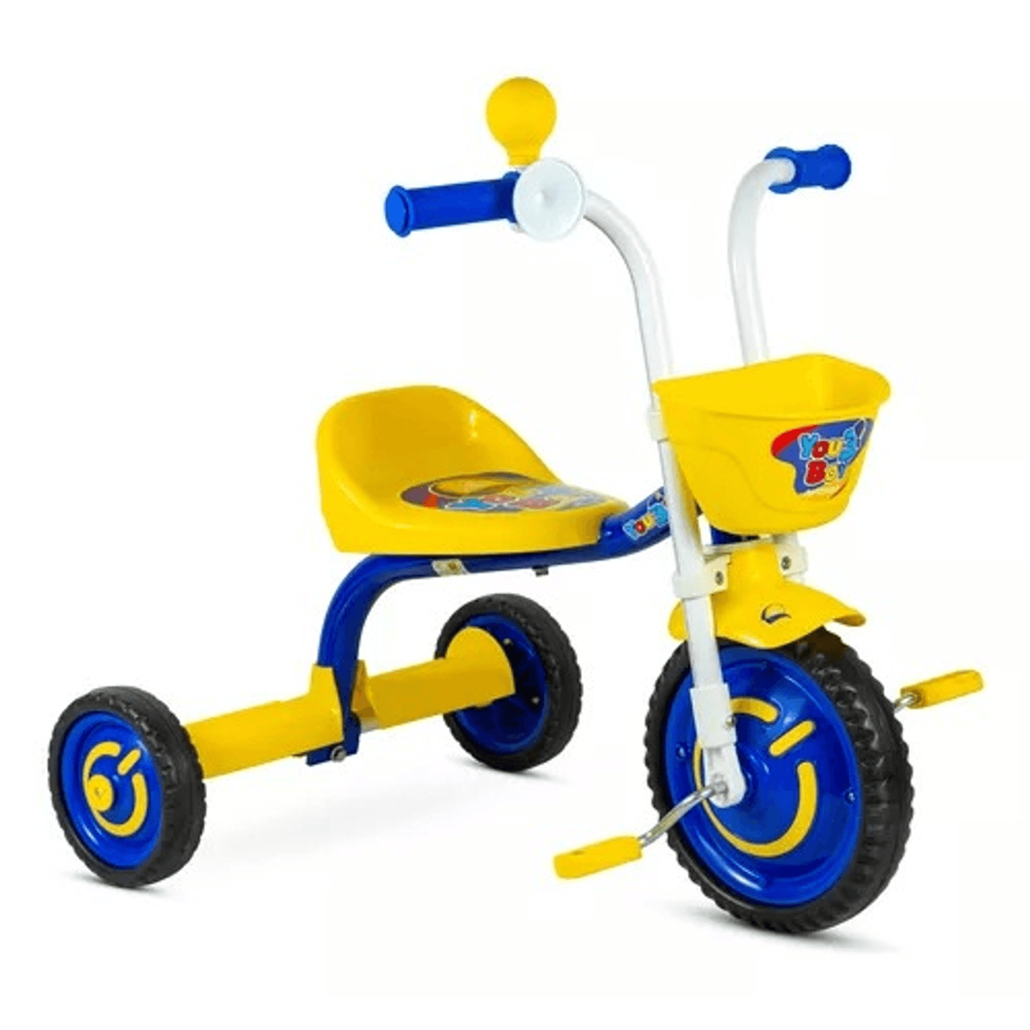 Triciclo con canasto y bocina amarillo Nathor