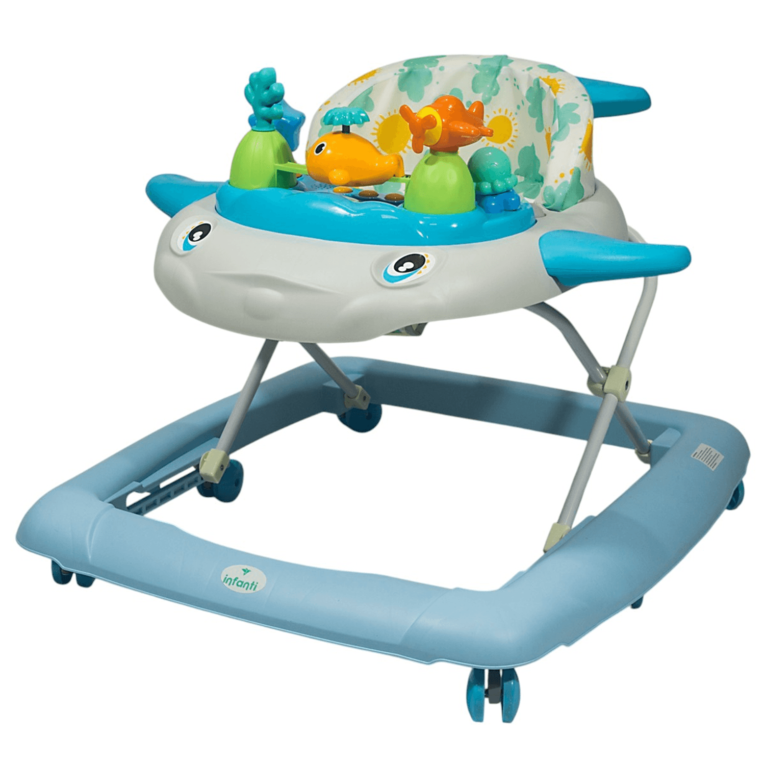 Andador con luces y sonidos Infanti Ballena Luminosa azul