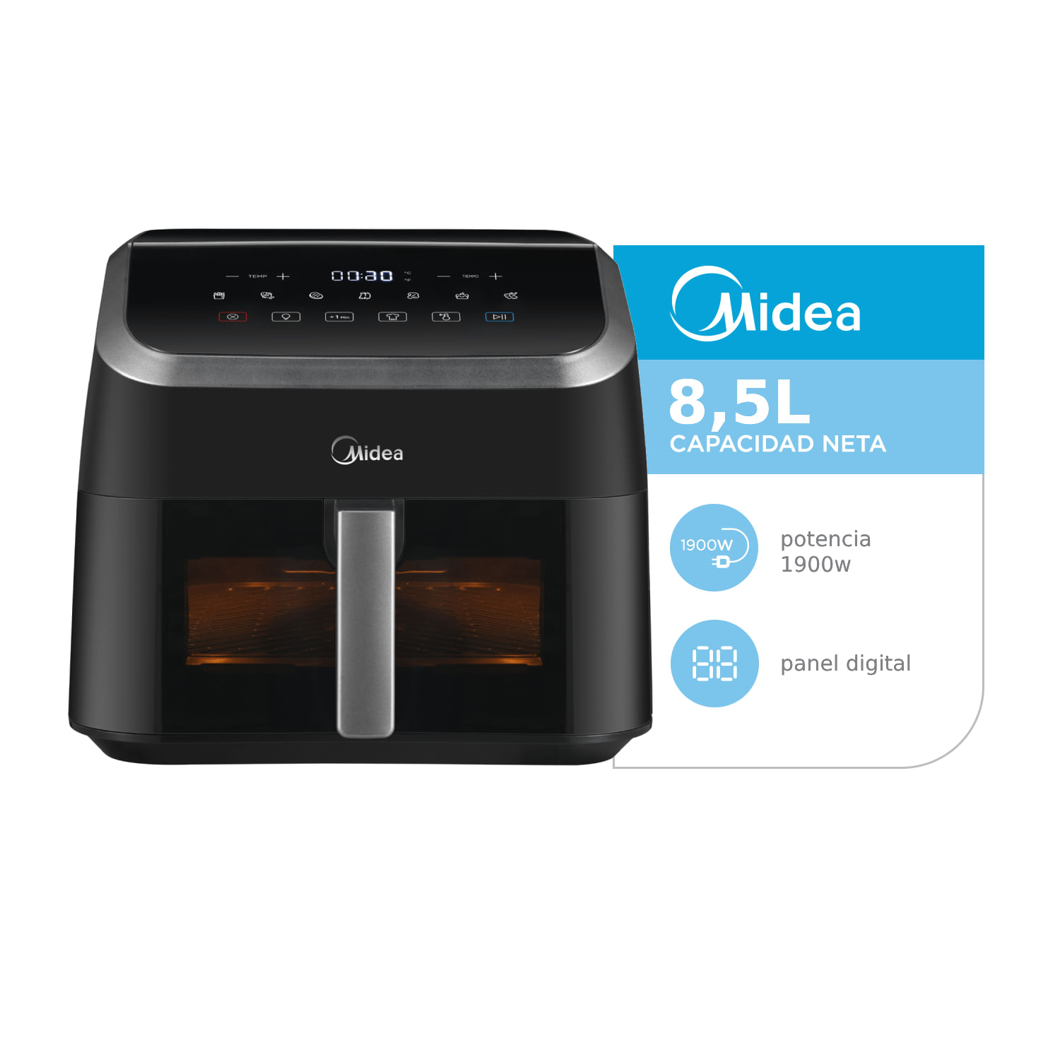 Freidora De Aire Midea Af-Dw85bar1 8.5l Digital