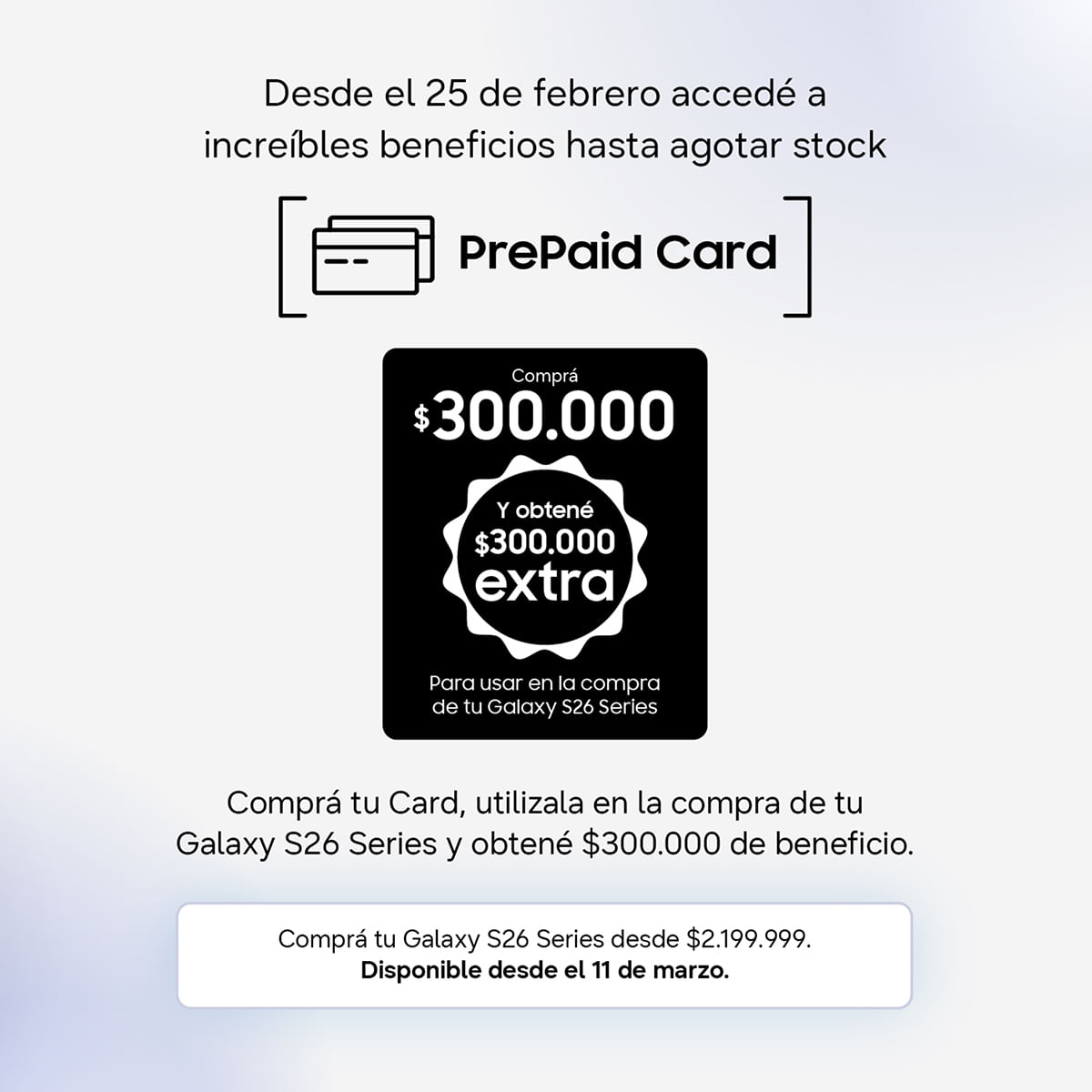 PRE PAID CARD GALAXY S26 VALOR $600.000