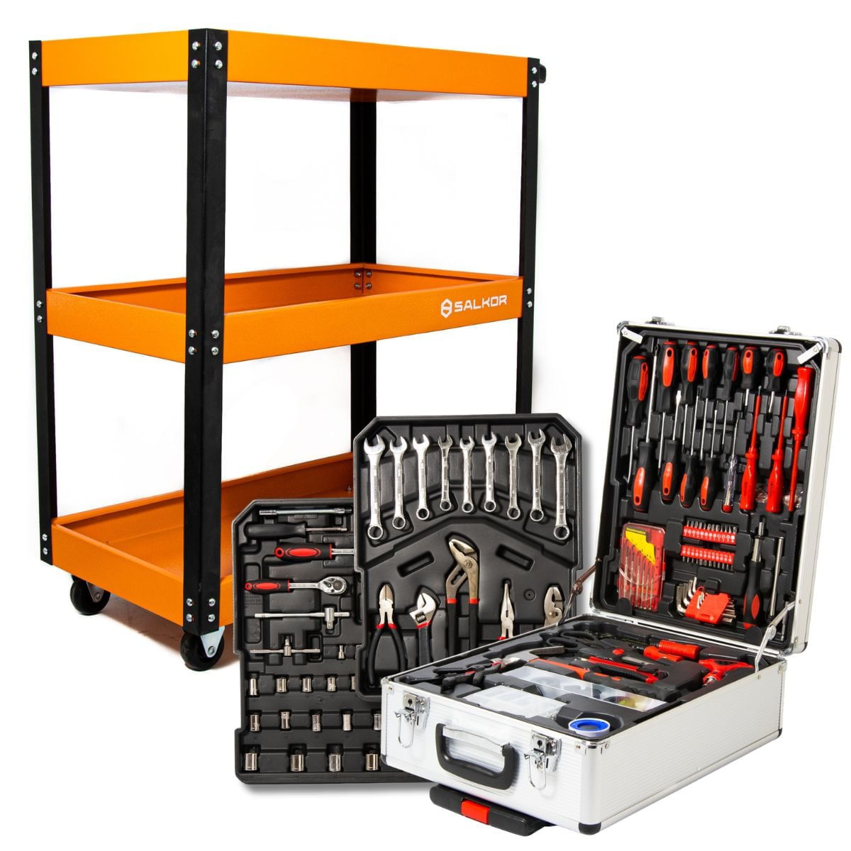 Combo Juego De Herramientas 130 Pz + Carro Porta Herramientas