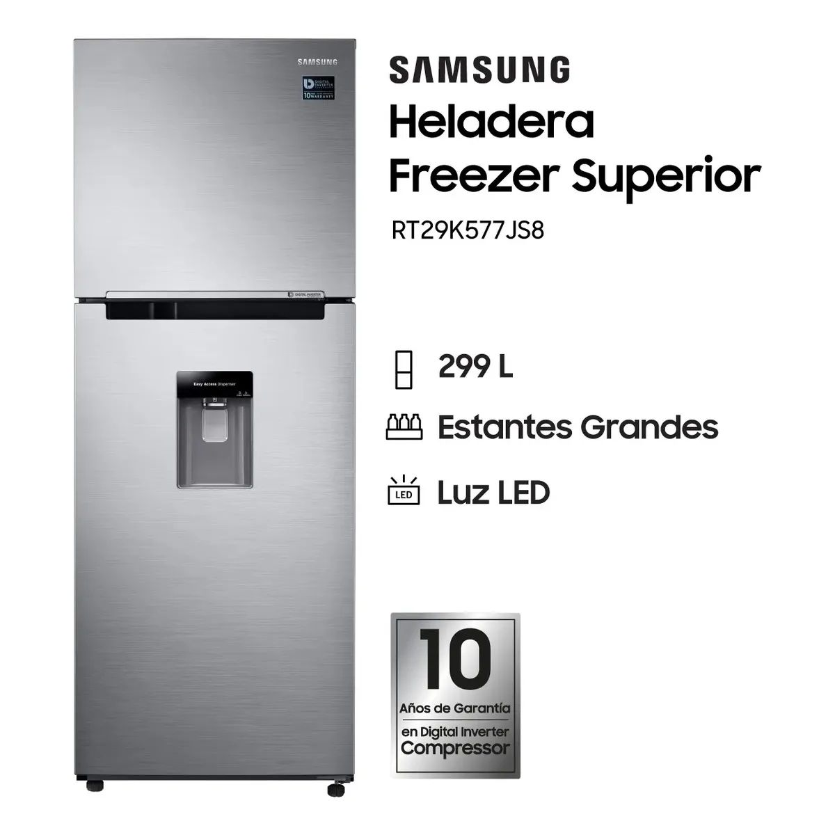 Heladera Samsung RT29K577JS8 No Frost Silver 290L