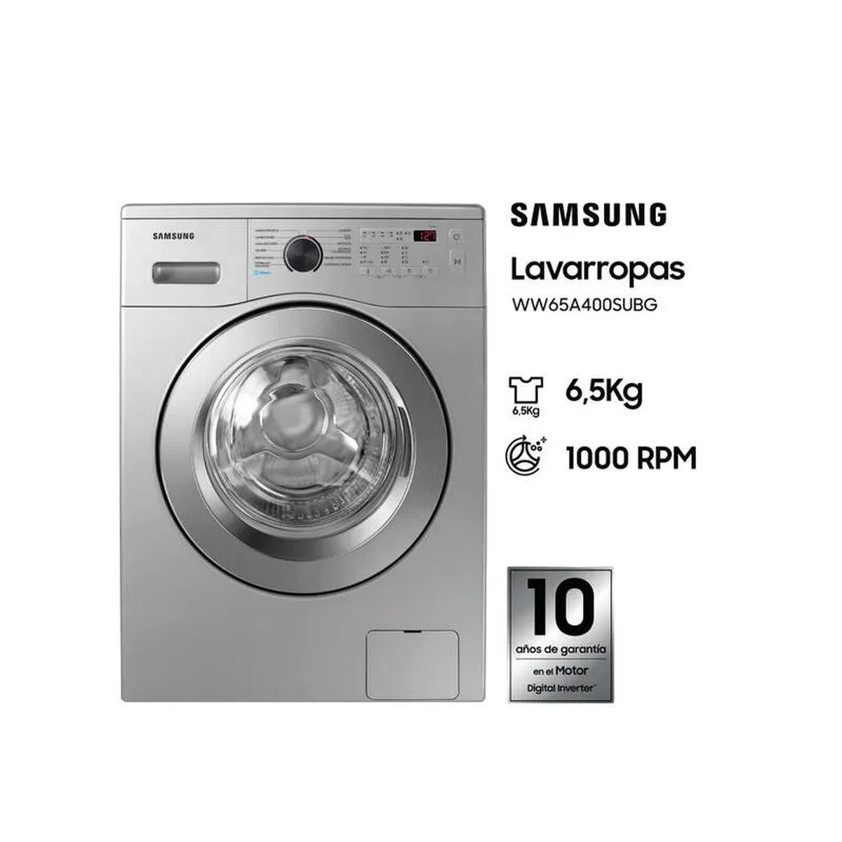 Lavarropas Samsung 6.5 Kg Ww65A40000S Inv 1000Rpm Silver