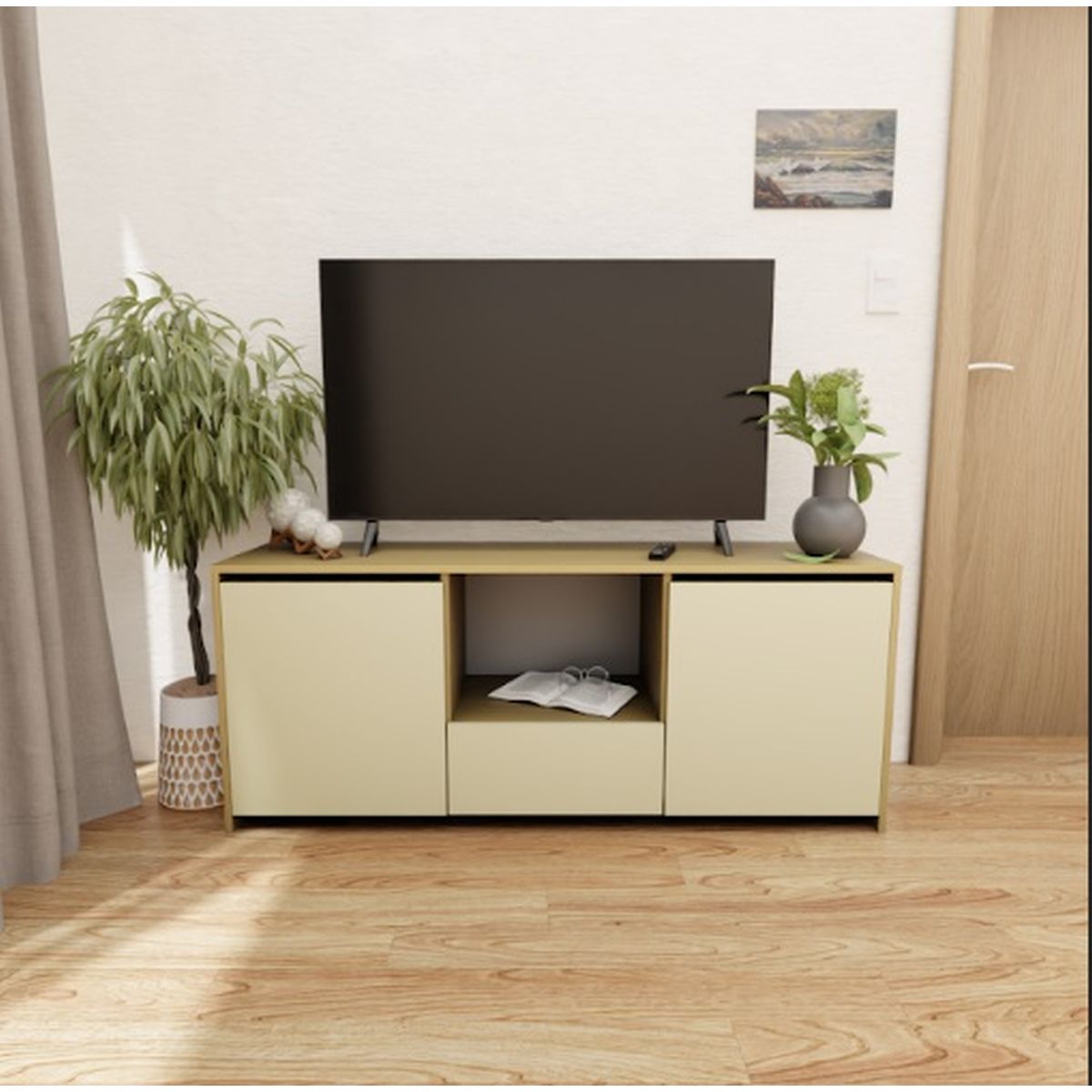 Rack Tv Orlandi Kpm Cajon 1,35 Malta/Almendra