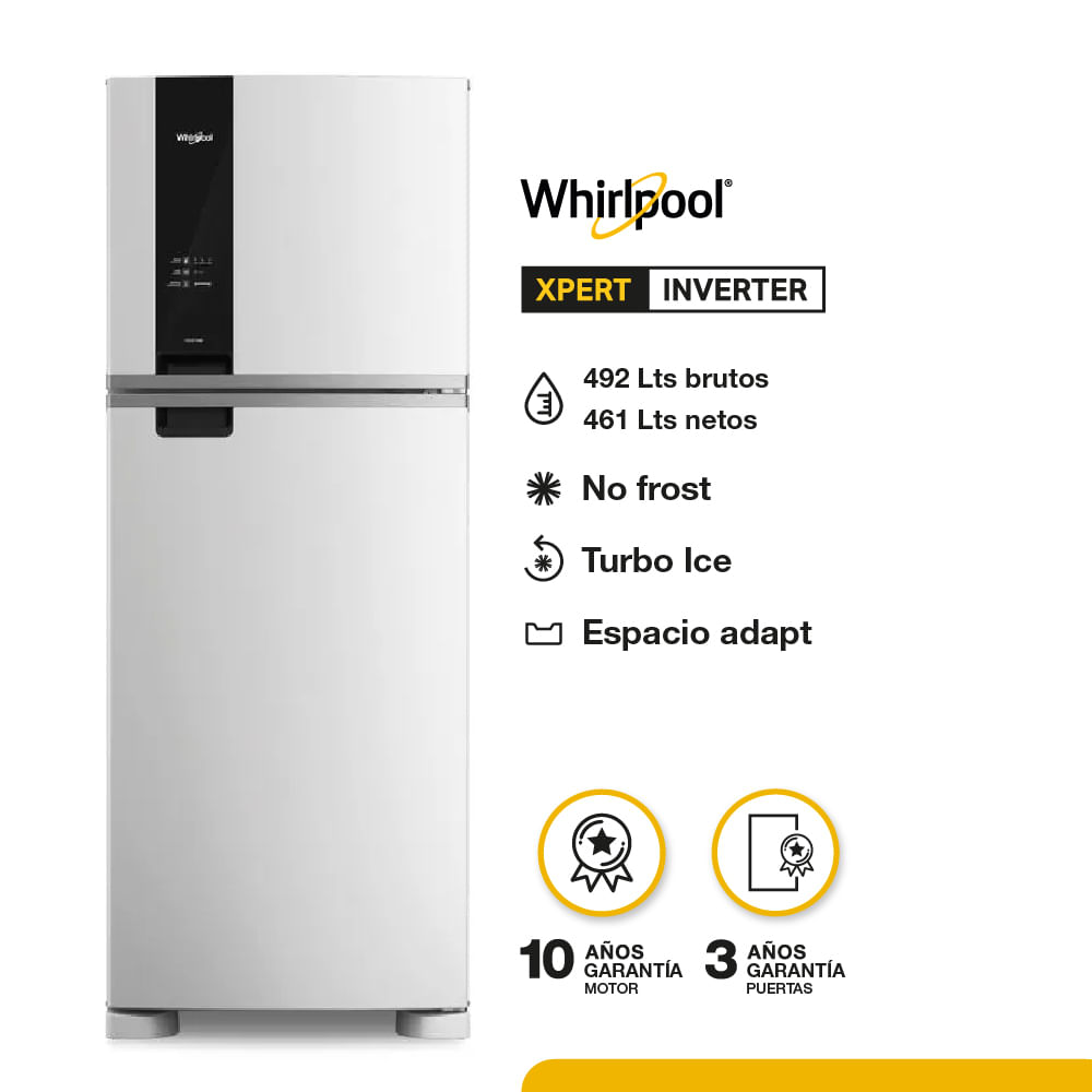 Heladera Whirlpool 461lts No Frost Wrm56cbdim Blanca