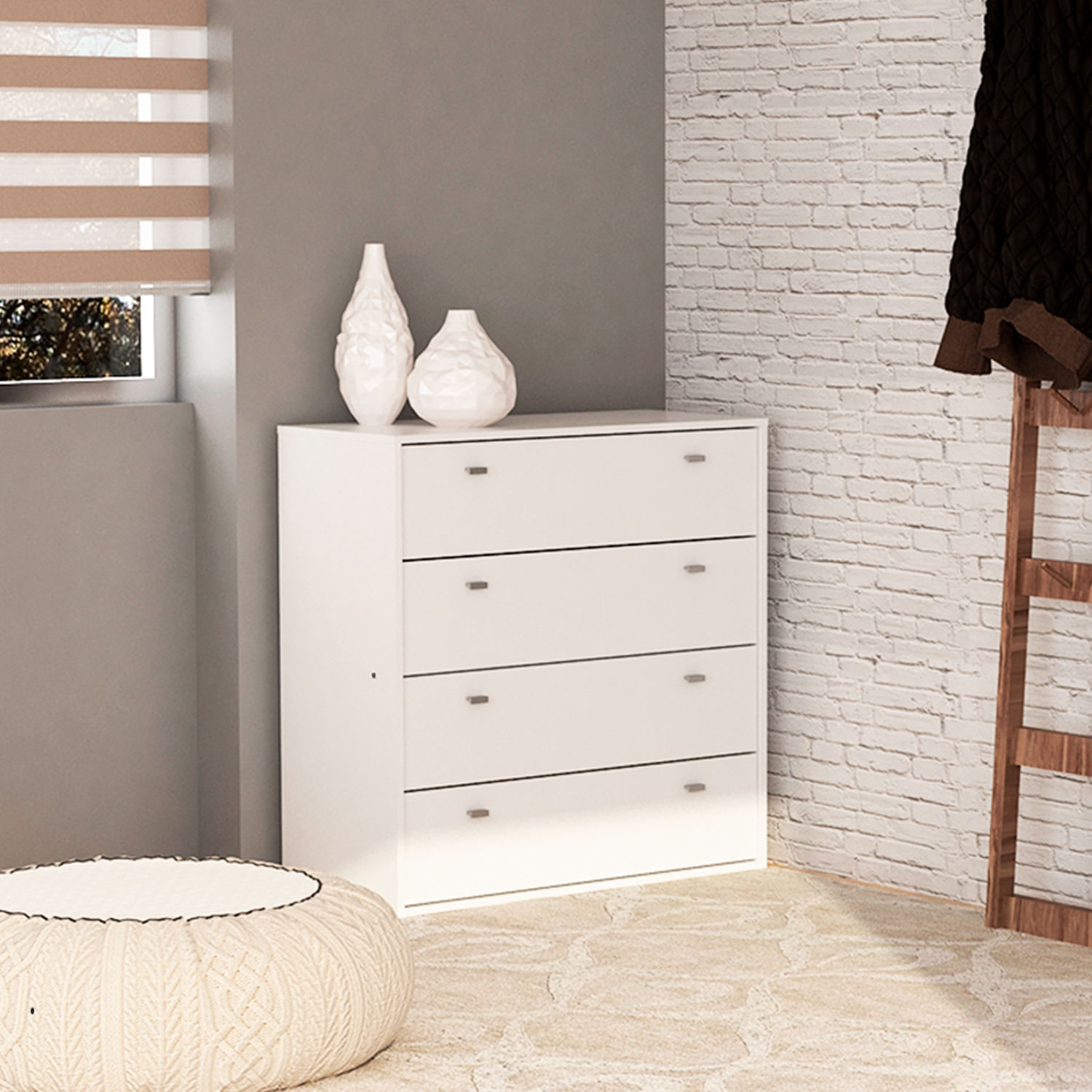 Cómoda Cajonero Mosconi Nature 4 Cajones Melamina