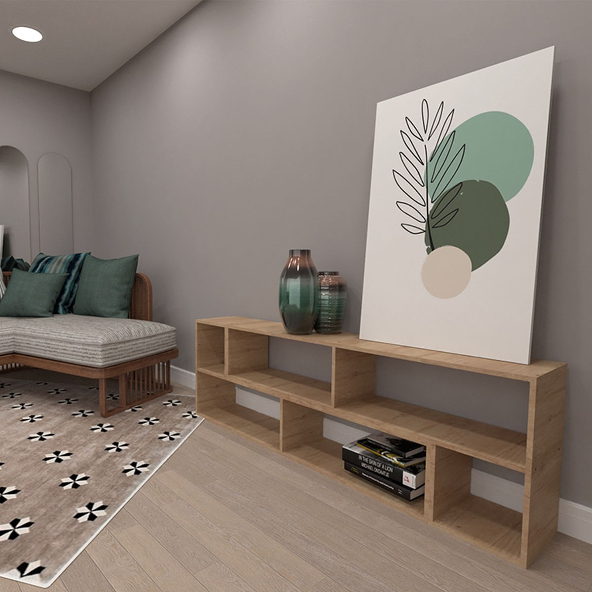 Mueble Rack Tv Led Mosconi Módulo L Combinable Living Nebraska Natural