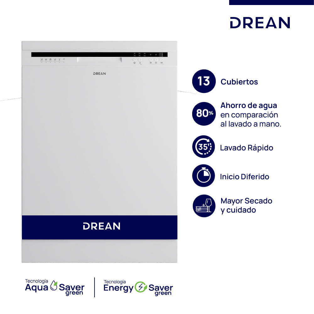 Lavavajillas Drean13 Cubiertos Lvdr1306cb0 Blanco