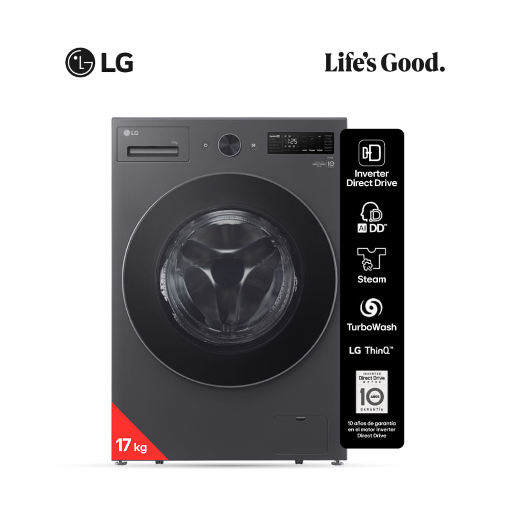 Lavarropas Lg 17kg Wm17egntspg Wifi Grafito