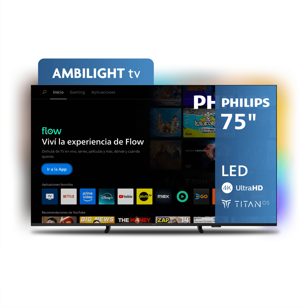 Smart TV Philips 75 Pud8100/77 4k Uhd Hdr Titan Amb