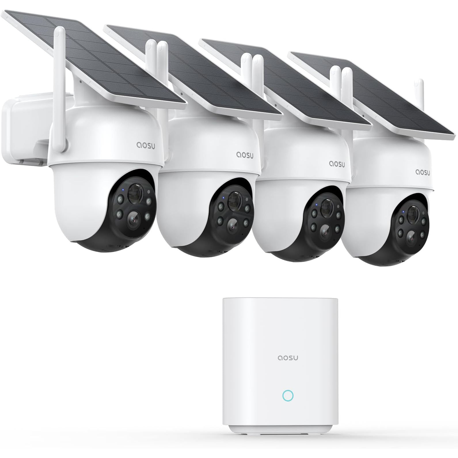 Kit 4 Camaras de Seguridad aosu SolarCam D1 Classic Kit Exterior Solar 2K 360 Grados WiFi