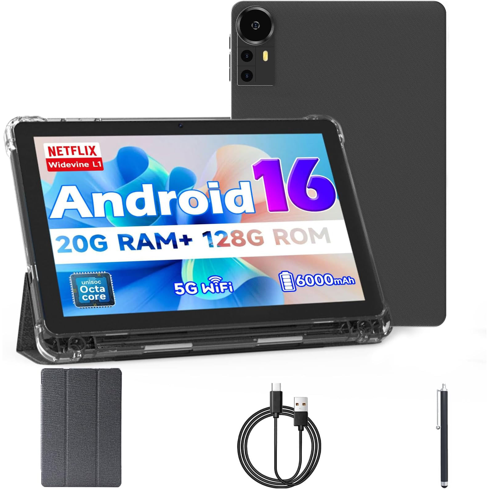 Tablet Bnegynng CP31M 10 Pulgadas 20GB RAM 128GB ROM Con Funda Y Lapiz Optico