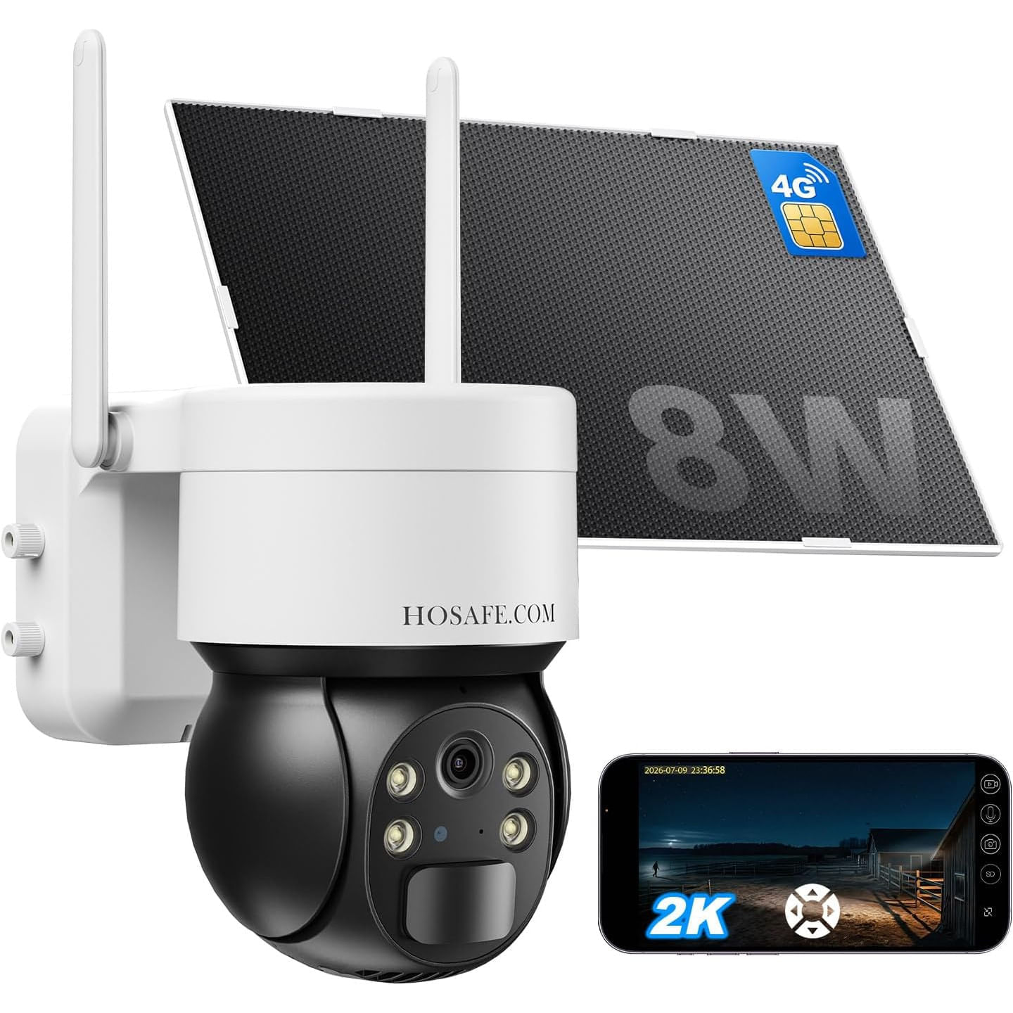 Cámara de Seguridad 4G LTE Solar HOSAFE ZC-YT05 PTZ 360 2K HD Vision Nocturna Deteccion Movimiento Audio Bidireccional