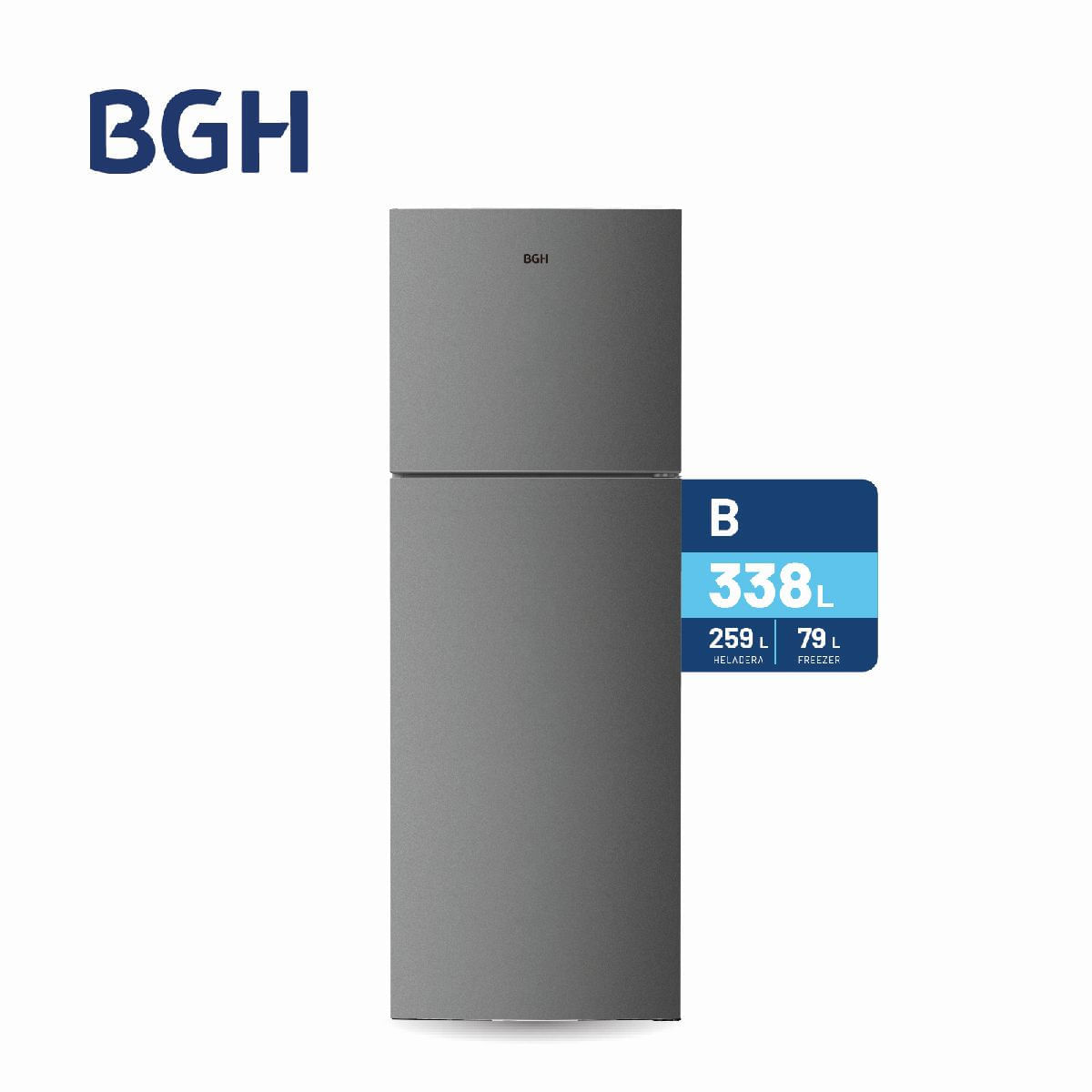 Heladera BGH 338l Brt330i4a Dark Silver B Inverter N/F